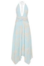 Cyra Plunge Chiffon Midi Dress in Blue Floral Print – Chic&Drifts