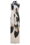 Dakota Chiffon Maxi Dress With Scarf in Ivory Oversized Floral Print – Chic&Drifts