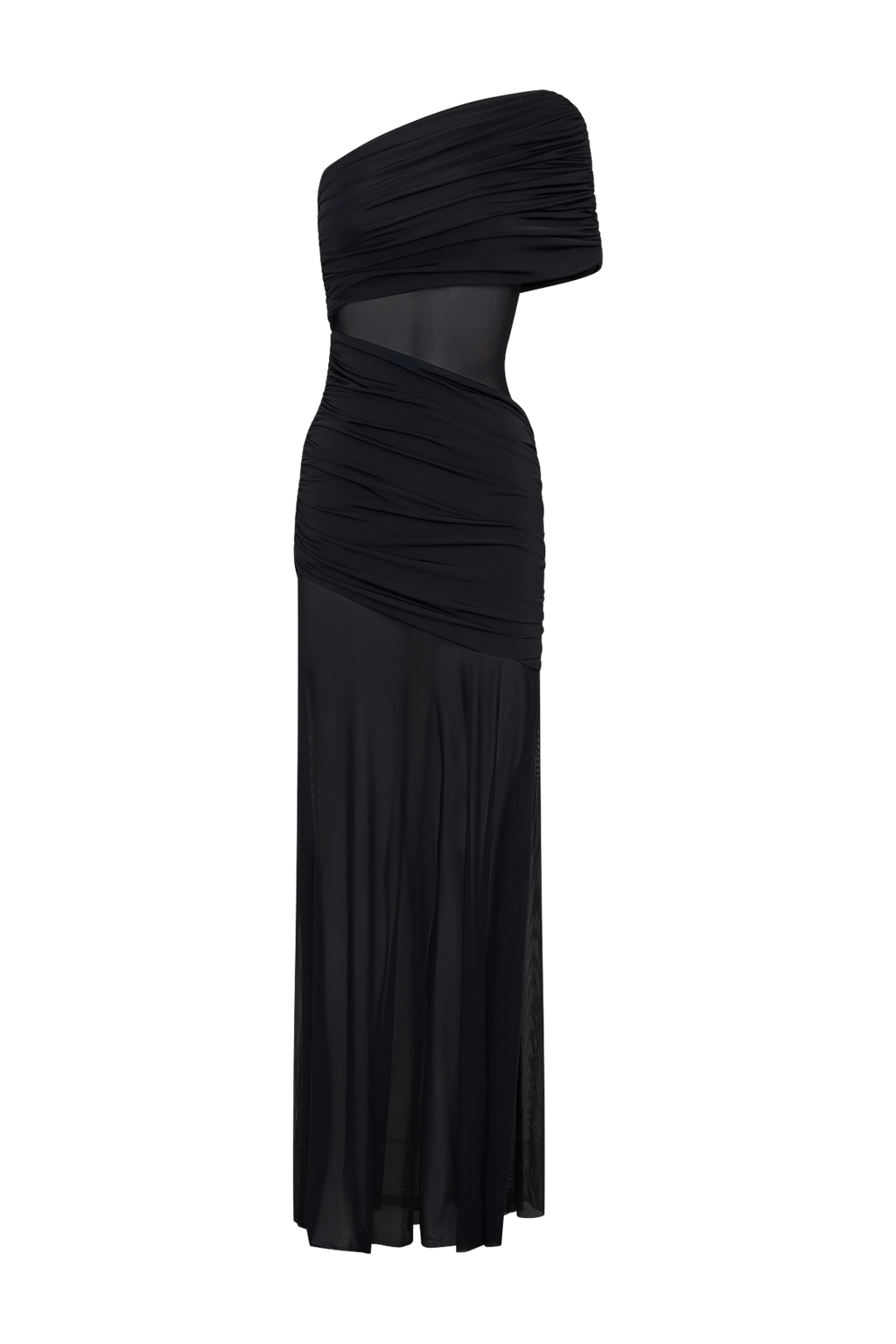 Dallas One Shoulder Mesh Maxi Dress in Black – Chic&Drifts
