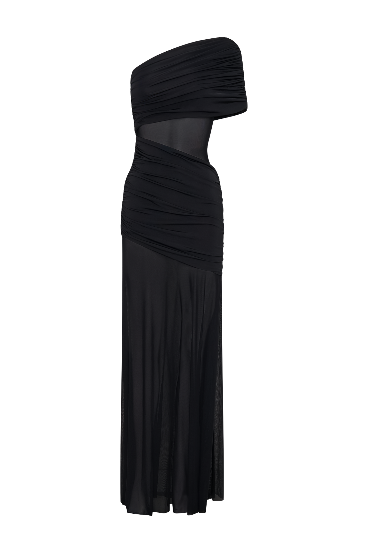 Dallas One Shoulder Mesh Maxi Dress in Black – Chic&Drifts