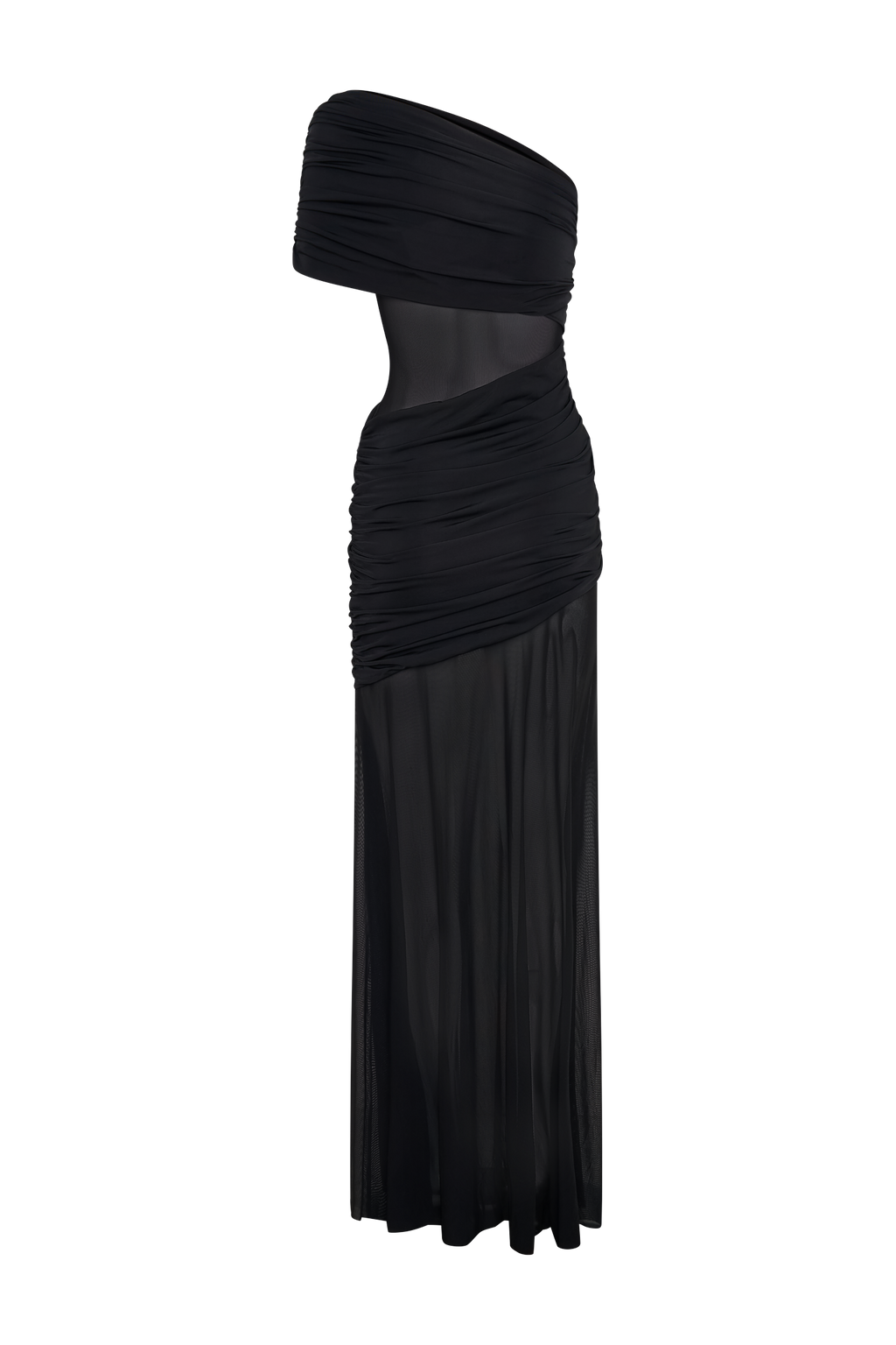 Dallas One Shoulder Mesh Maxi Dress in Black – Chic&Drifts