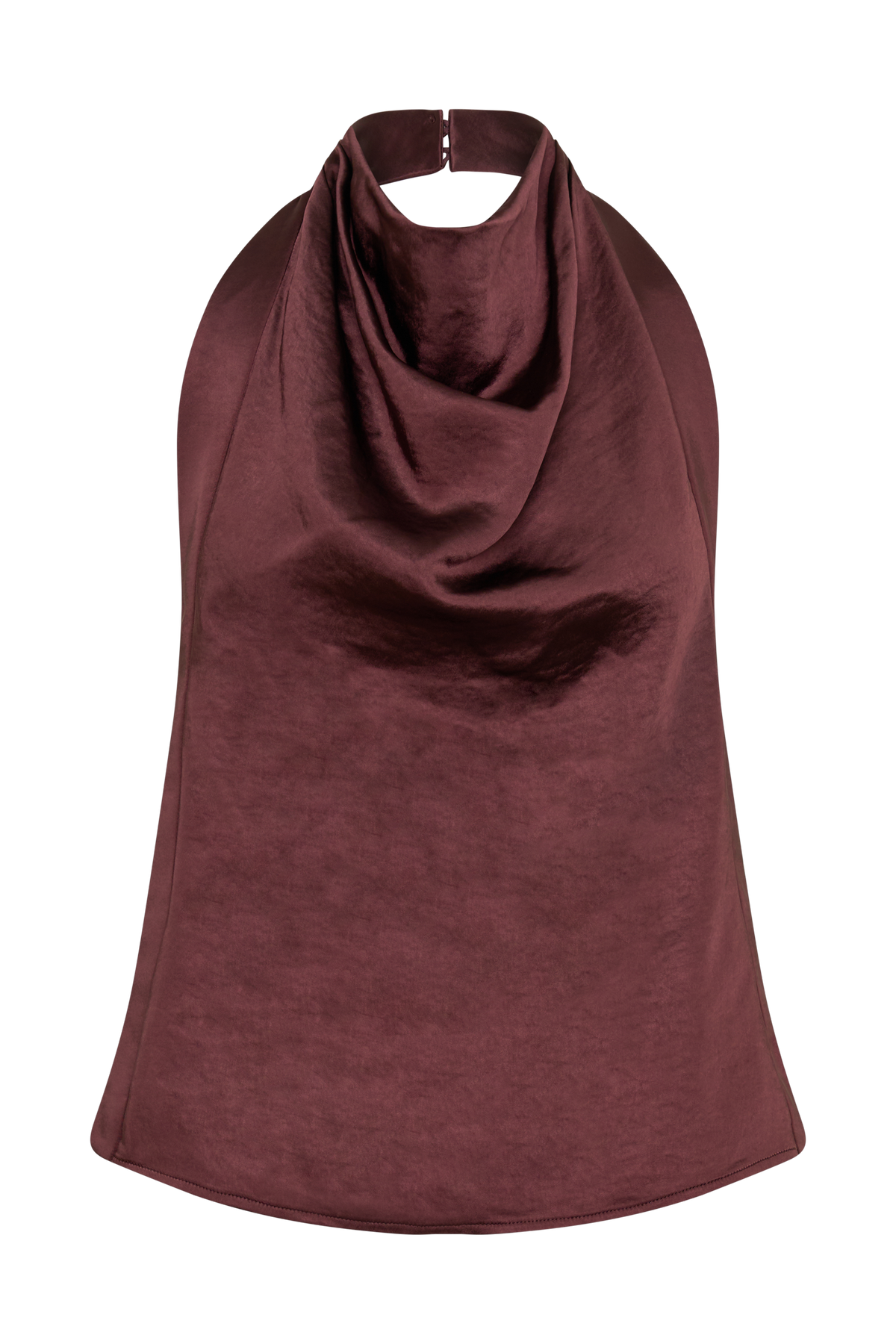 Danica Satin Halter Sleeveless Top in Mahogany – Chic&Drifts