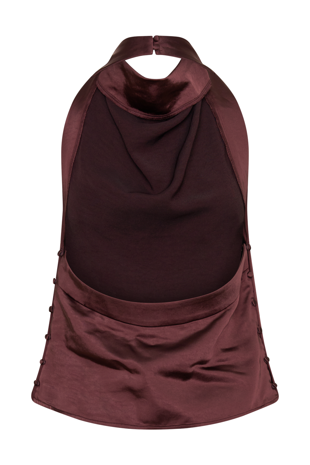 Danica Satin Halter Sleeveless Top in Mahogany – Chic&Drifts