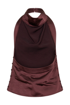 Danica Satin Halter Sleeveless Top in Mahogany – Chic&Drifts