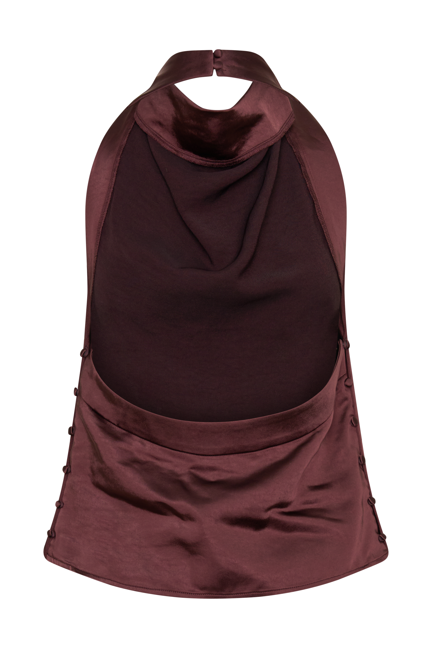 Danica Satin Halter Sleeveless Top in Mahogany – Chic&Drifts