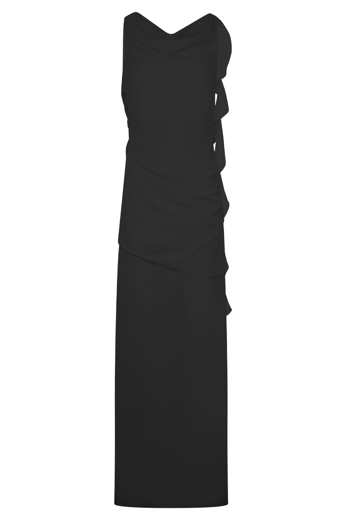 Daria Draped Chiffon Maxi Dress in Black – Chic&Drifts