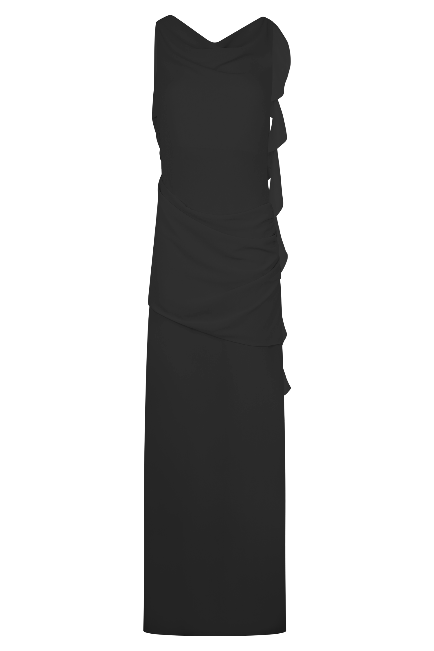 Daria Draped Chiffon Maxi Dress in Black – Chic&Drifts