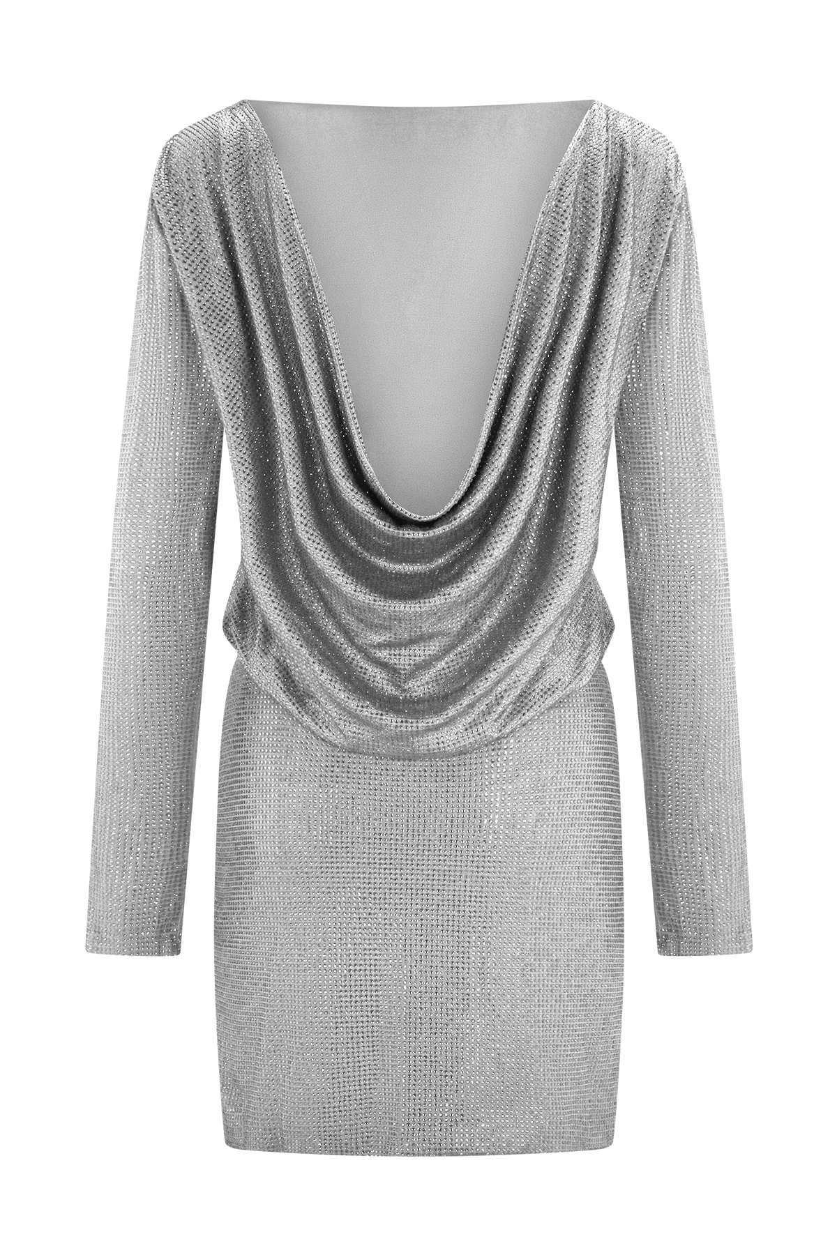 Darius Diamante Cowl Mini Dress in Silver – Chic&Drifts