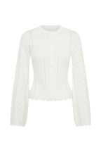 Darlene Pointelle Knit Long Sleeve Top in White – Chic&Drifts