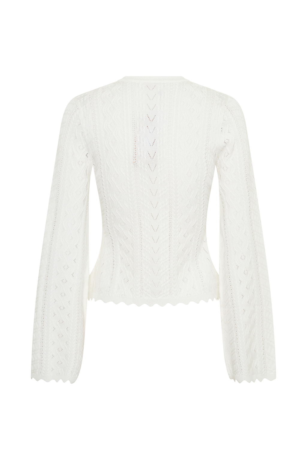 Darlene Pointelle Knit Long Sleeve Top in White – Chic&Drifts
