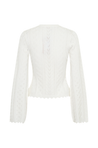 Darlene Pointelle Knit Long Sleeve Top in White – Chic&Drifts