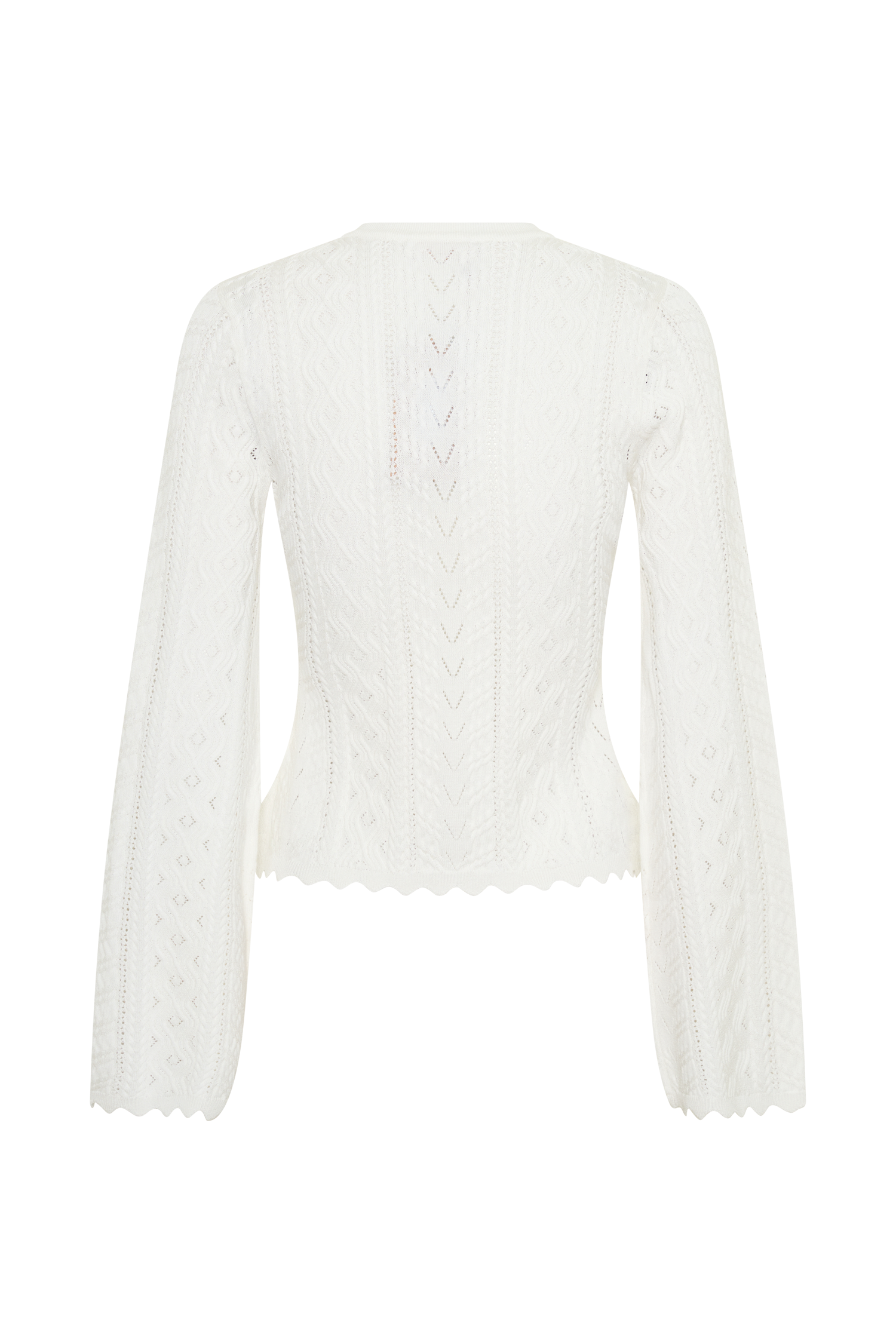 Darlene Pointelle Knit Long Sleeve Top in White – Chic&Drifts