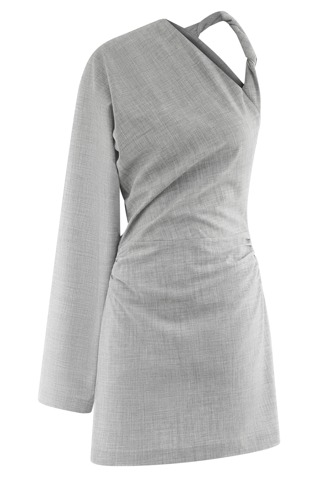 Dorian Twist Shoulder Mini Dress in Charcoal Marle – Chic&Drifts