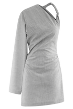 Dorian Twist Shoulder Mini Dress in Charcoal Marle – Chic&Drifts