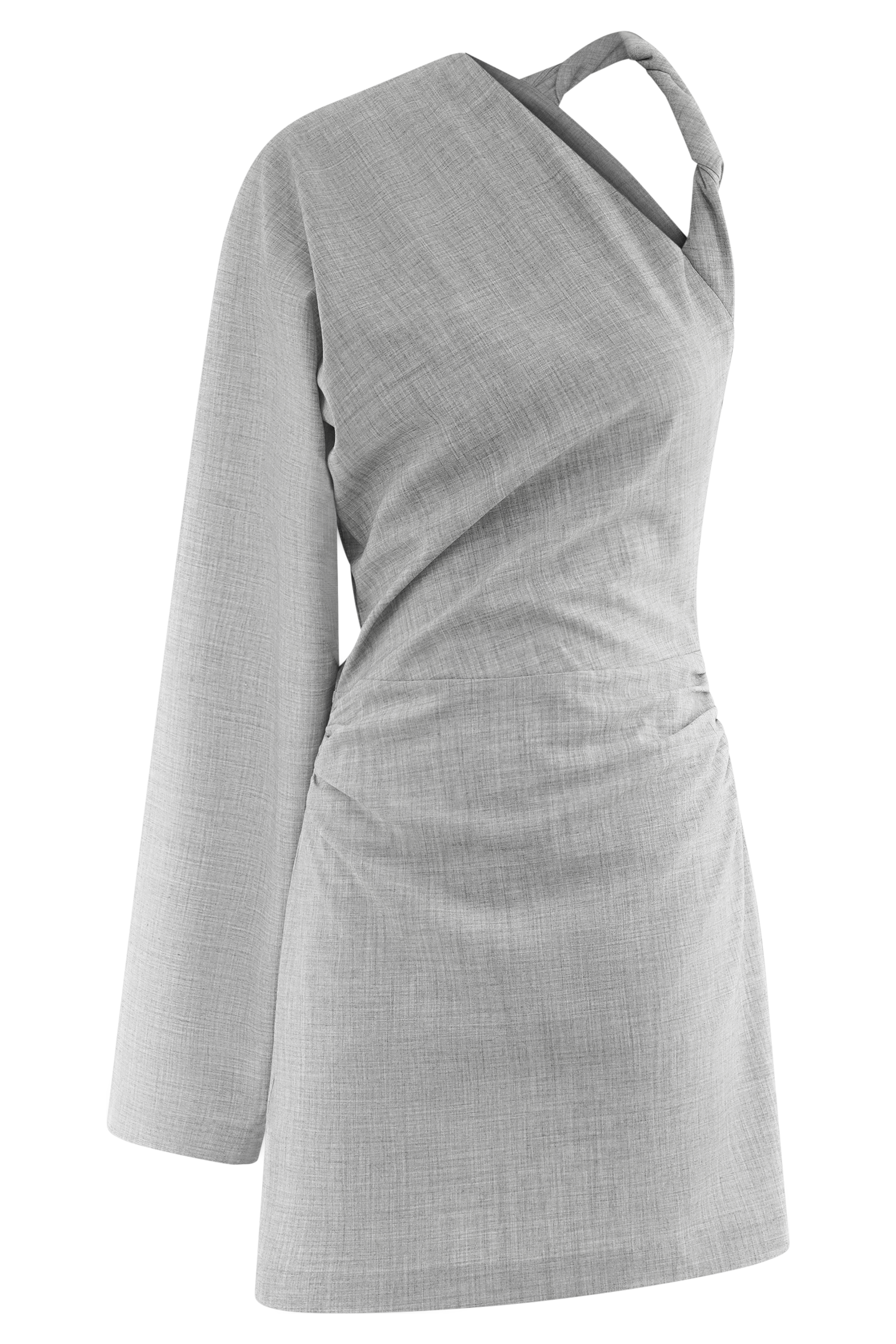 Dorian Twist Shoulder Mini Dress in Charcoal Marle – Chic&Drifts