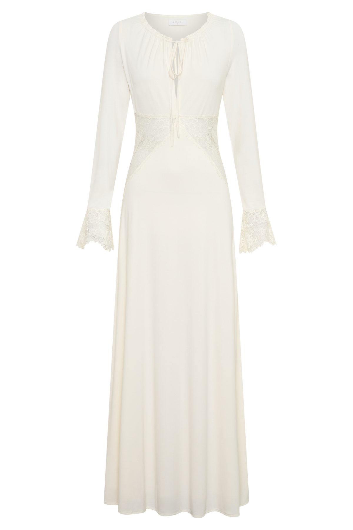 Elethea Lace Slinky Maxi Dress in Ivory – Chic&Drifts