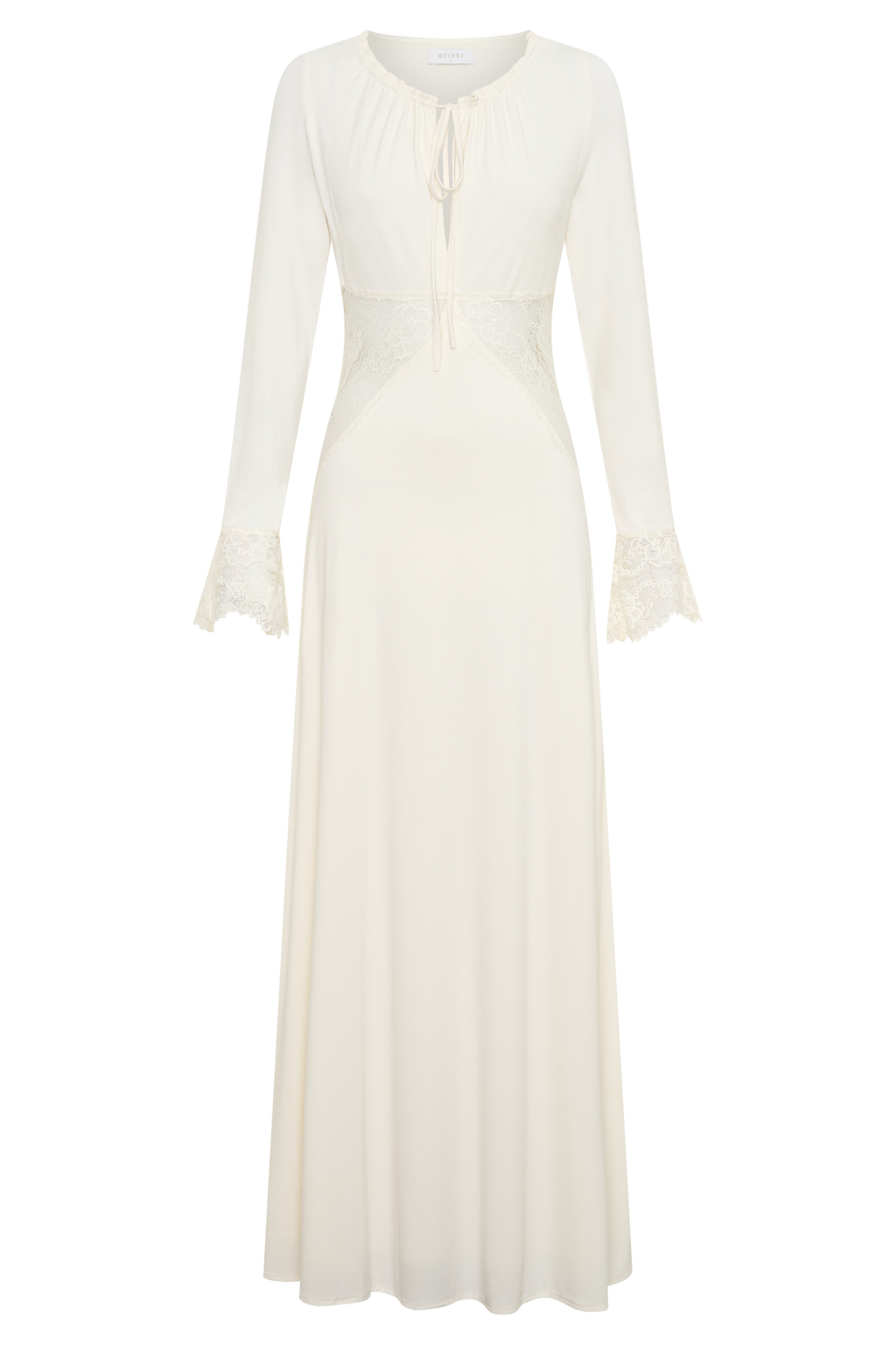 Elethea Lace Slinky Maxi Dress in Ivory – Chic&Drifts