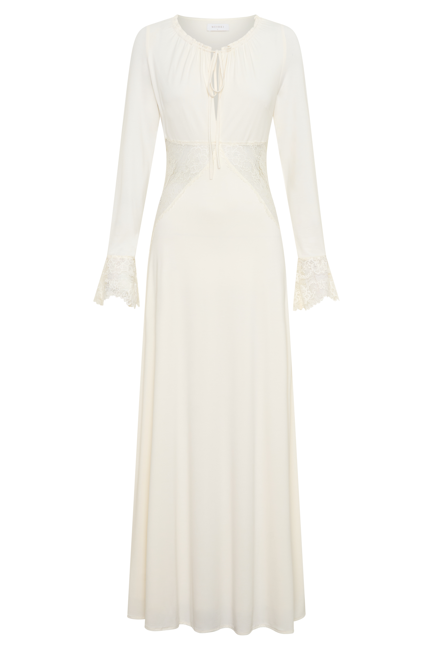Elethea Lace Slinky Maxi Dress in Ivory – Chic&Drifts