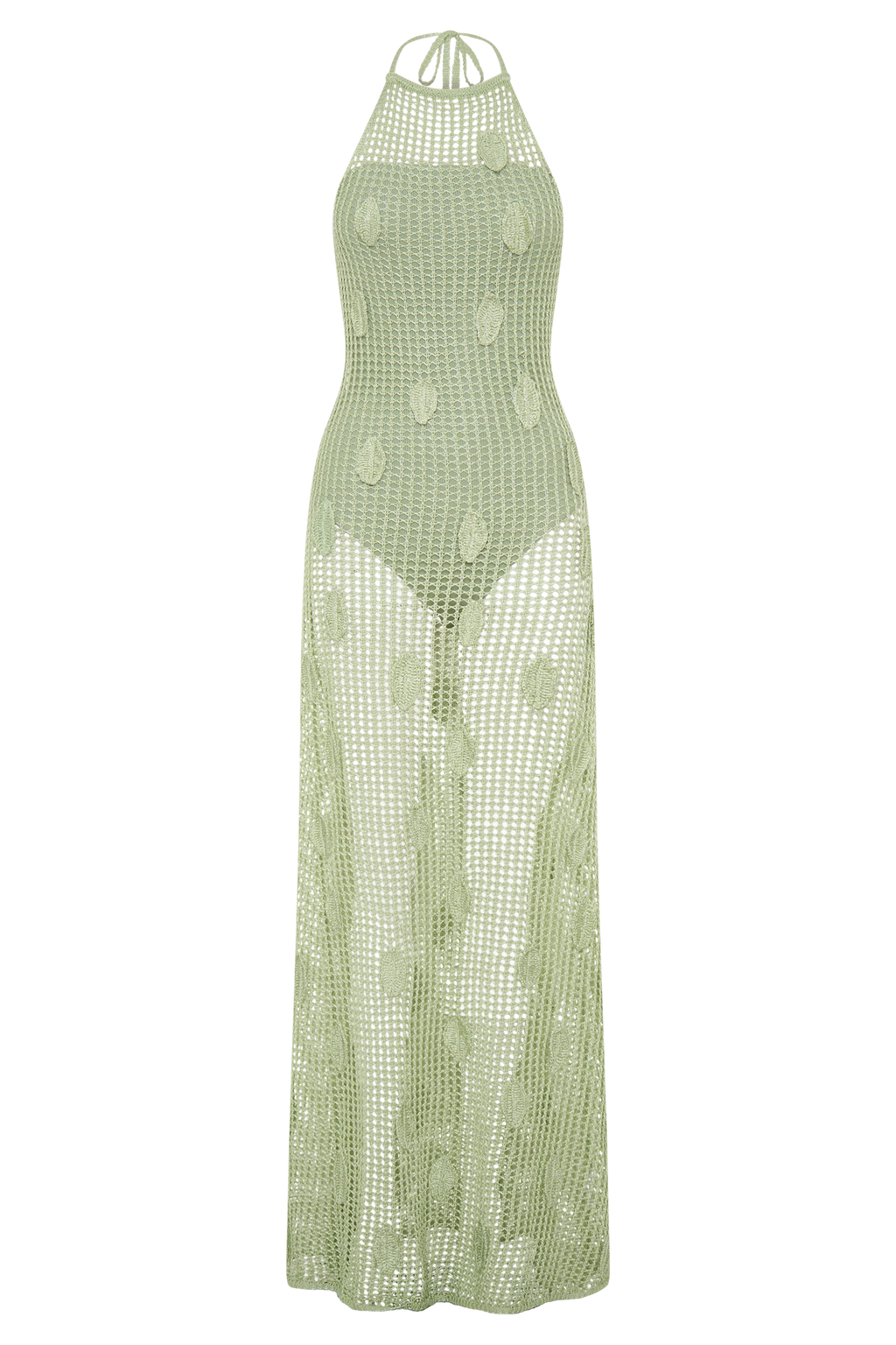 Elfie Crochet Halter Maxi Dress in Pastel Green – Chic&Drifts