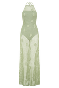 Elfie Crochet Halter Maxi Dress in Pastel Green – Chic&Drifts