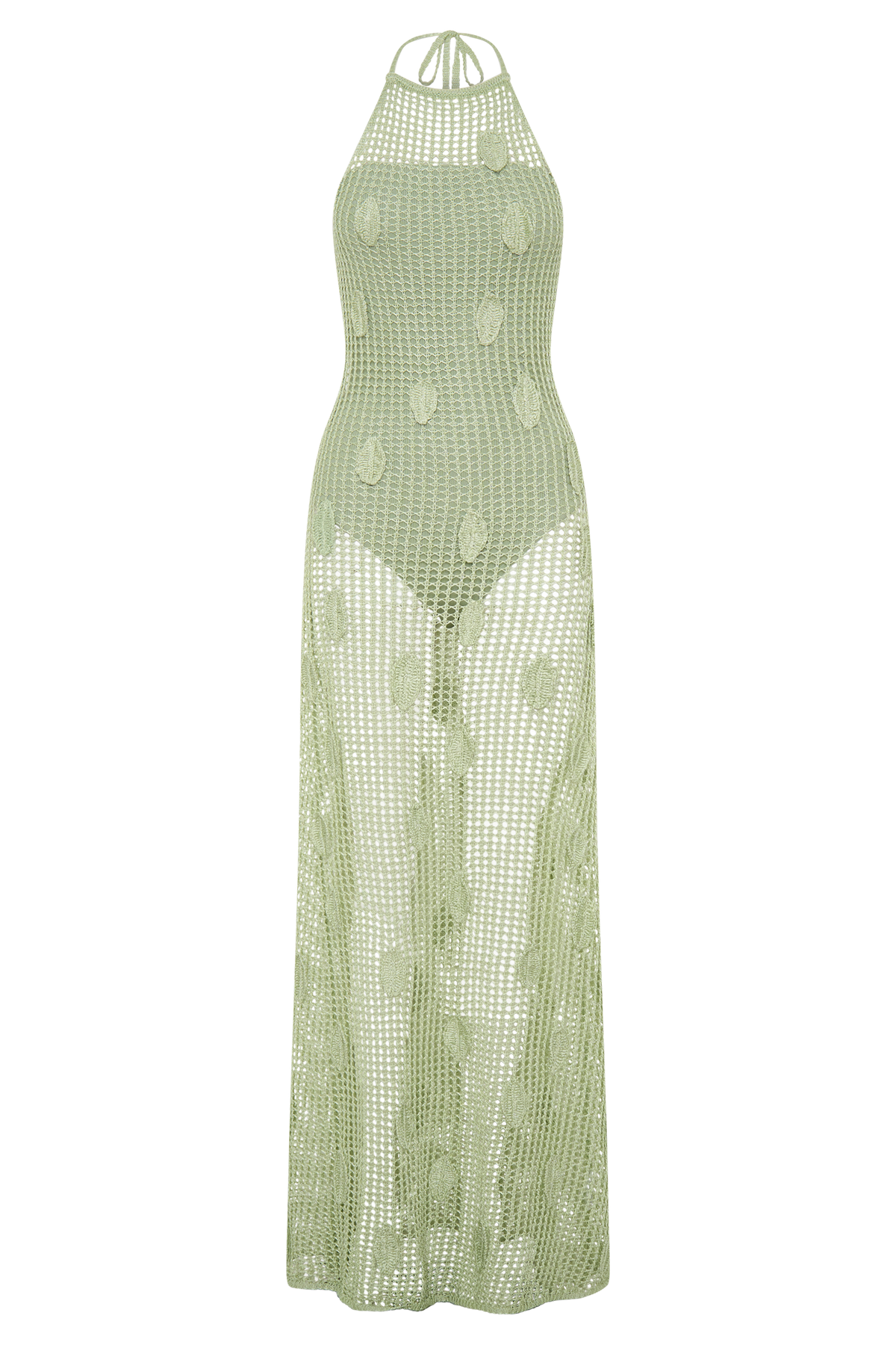 Elfie Crochet Halter Maxi Dress in Pastel Green – Chic&Drifts