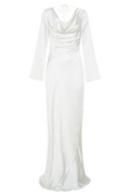 Eliza Long Sleeve Cowl Lace And Satin Maxi Dress in Ivory – Chic&Drifts