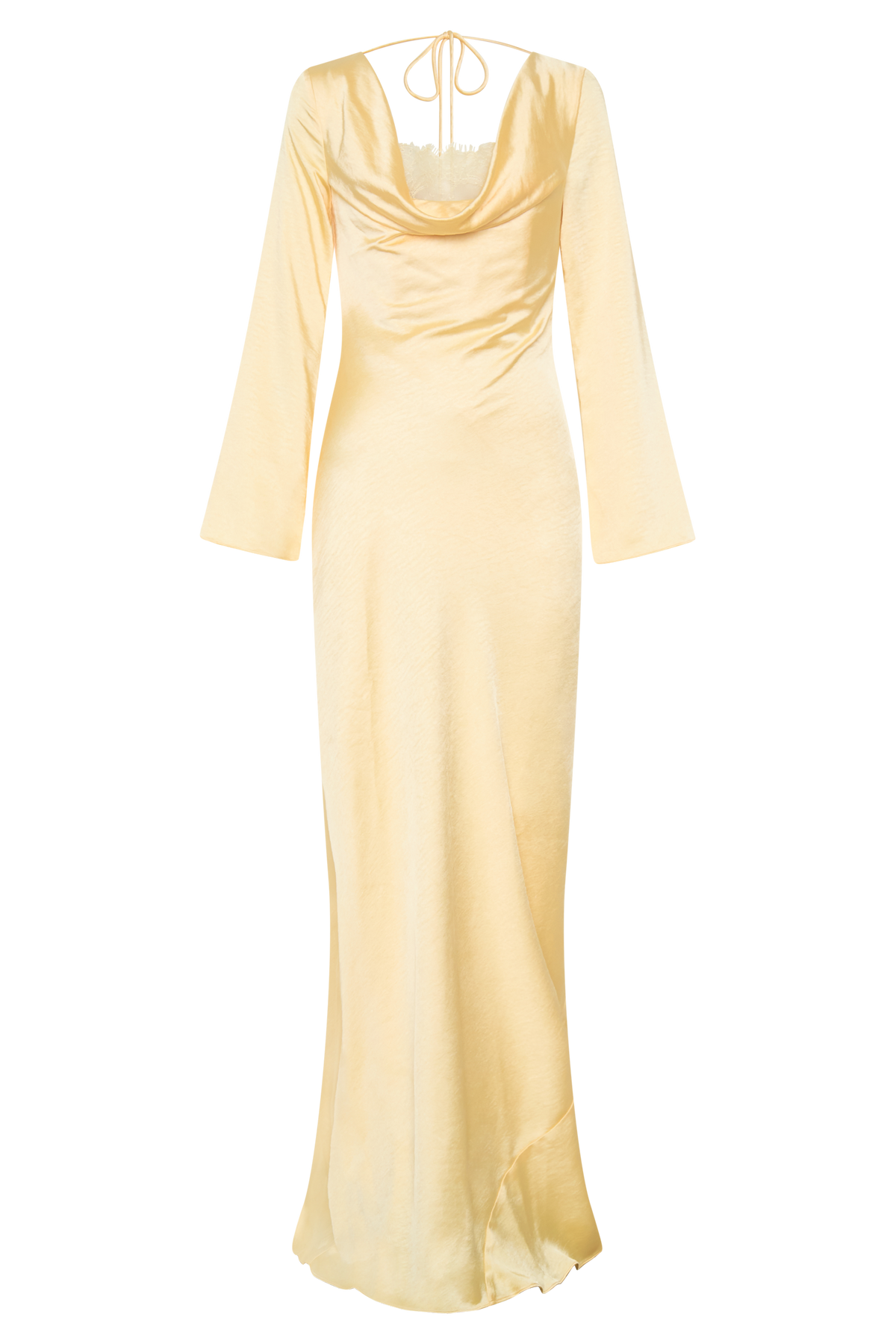 Eliza Long Sleeve Cowl Lace And Satin Maxi Dress