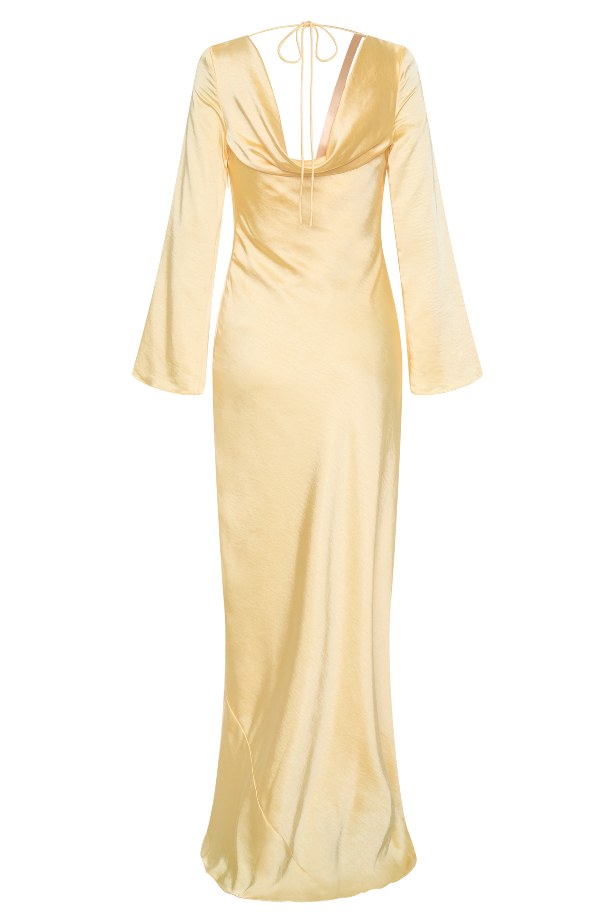 Eliza Long Sleeve Cowl Lace And Satin Maxi Dress in Ivory – Chic&Drifts