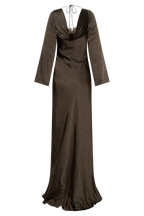 Eliza Long Sleeve Cowl Lace And Satin Maxi Dress in Ivory – Chic&Drifts