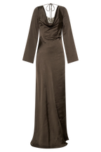 Eliza Long Sleeve Cowl Lace And Satin Maxi Dress in Ivory – Chic&Drifts
