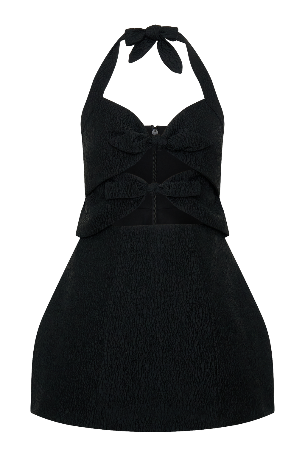 Ella Bow Detail Halter Mini Dress in Black – Chic&Drifts