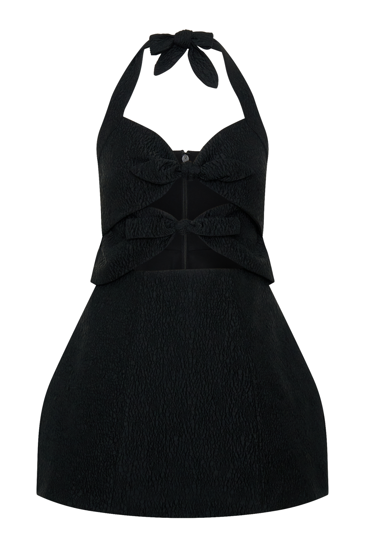 Ella Bow Detail Halter Mini Dress in Black – Chic&Drifts