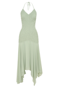 Evelyn Shirred Chiffon Maxi Dress in Sage – Chic&Drifts