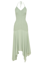 Evelyn Shirred Chiffon Maxi Dress in Sage – Chic&Drifts