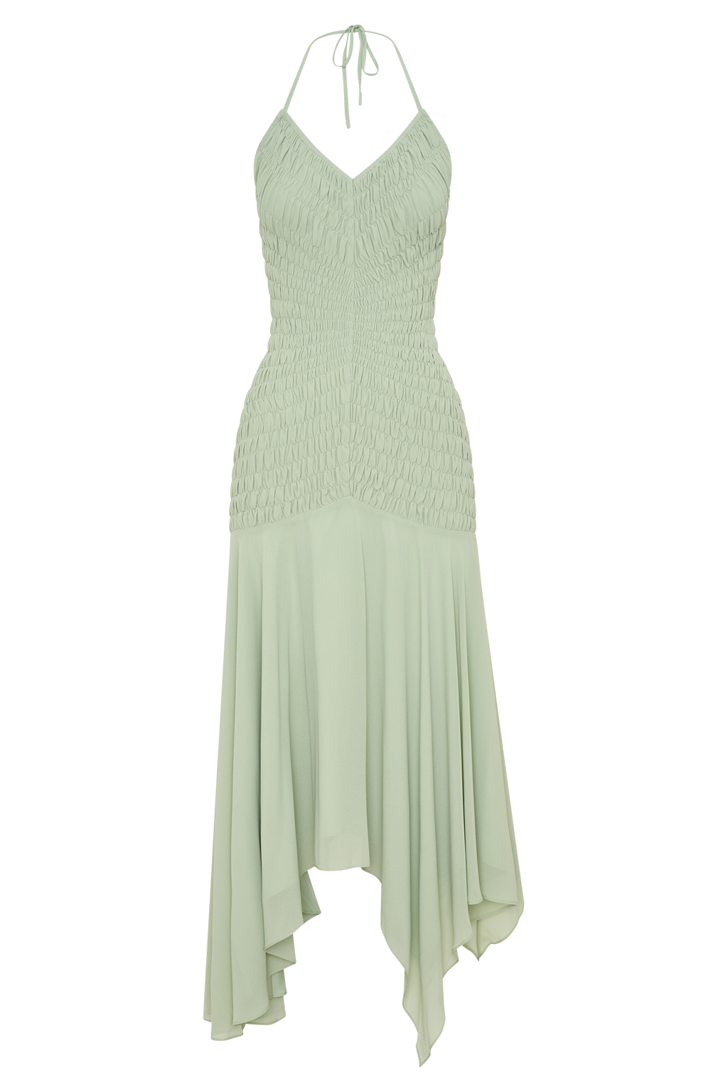 Evelyn Shirred Chiffon Maxi Dress in Sage – Chic&Drifts