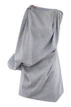 Gabriella Draped Mini Dress in Charcoal Blue Marle – Chic&Drifts