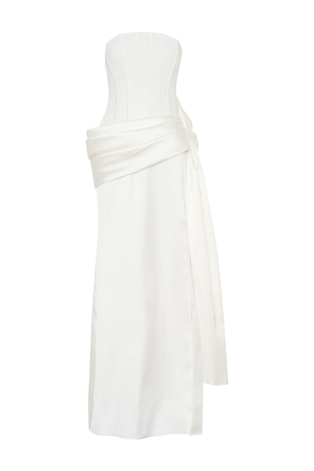Galia Satin Corset Gown in White – Chic&Drifts
