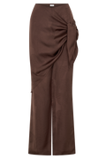 Gia Wrapped Tie Satin Trousers in Chocolate – Chic&Drifts