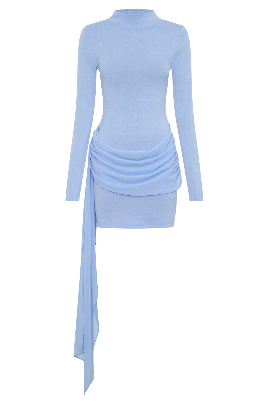 Grayson Knit Chiffon Mini Dress in Cornflower Blue – Chic&Drifts