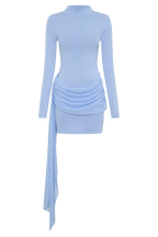 Grayson Knit Chiffon Mini Dress in Cornflower Blue – Chic&Drifts