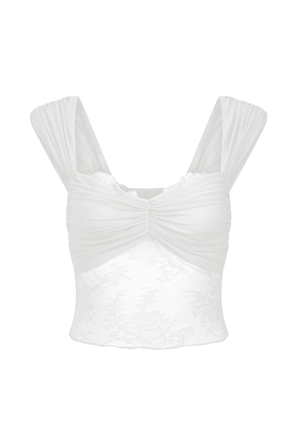 Guinevere Lace And Mesh Top in Ivory – Chic&Drifts