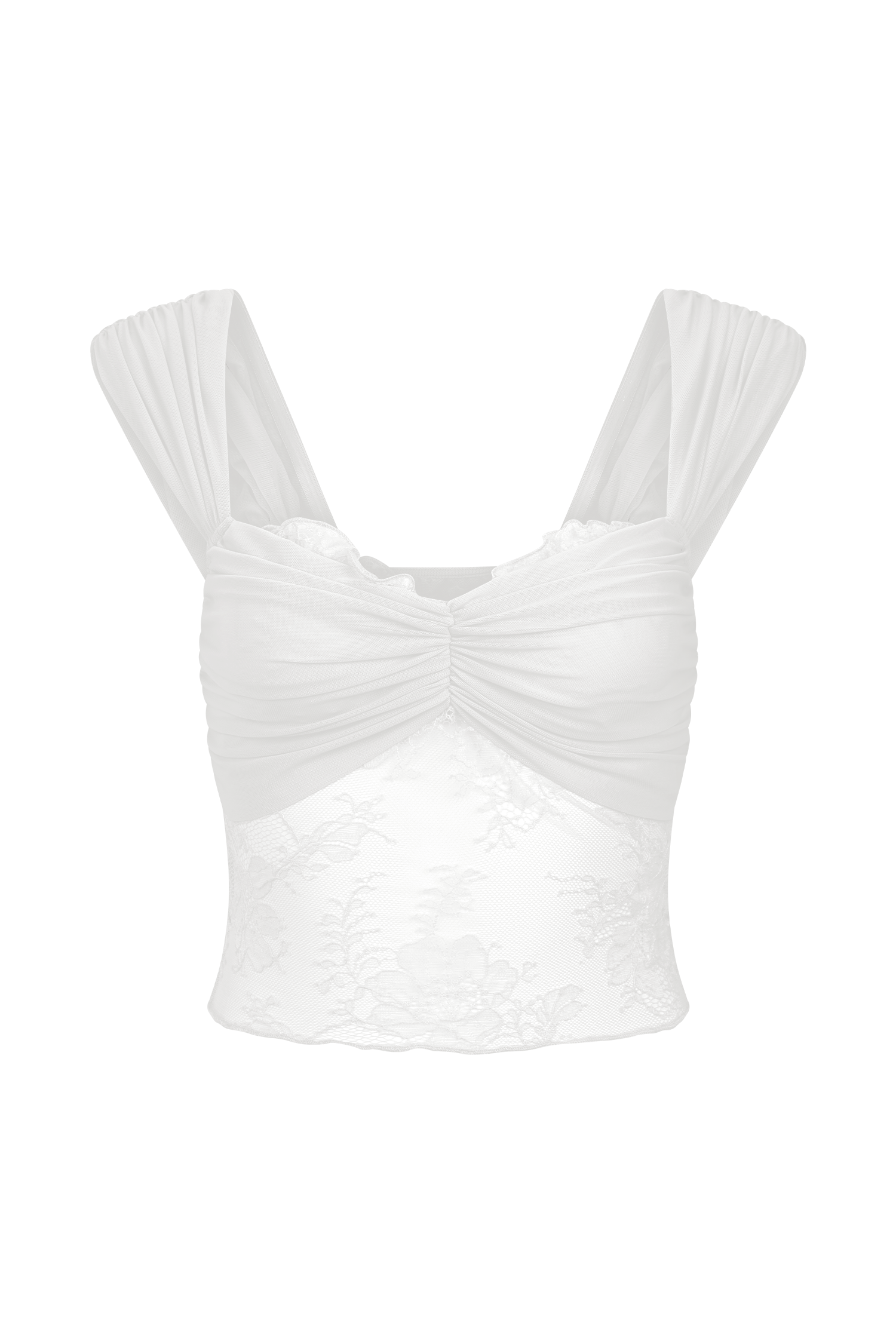 Guinevere Lace And Mesh Top in Ivory – Chic&Drifts