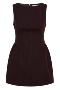 Hallie Boat Neck Mini Dress in Plum Pinstripe – Chic&Drifts