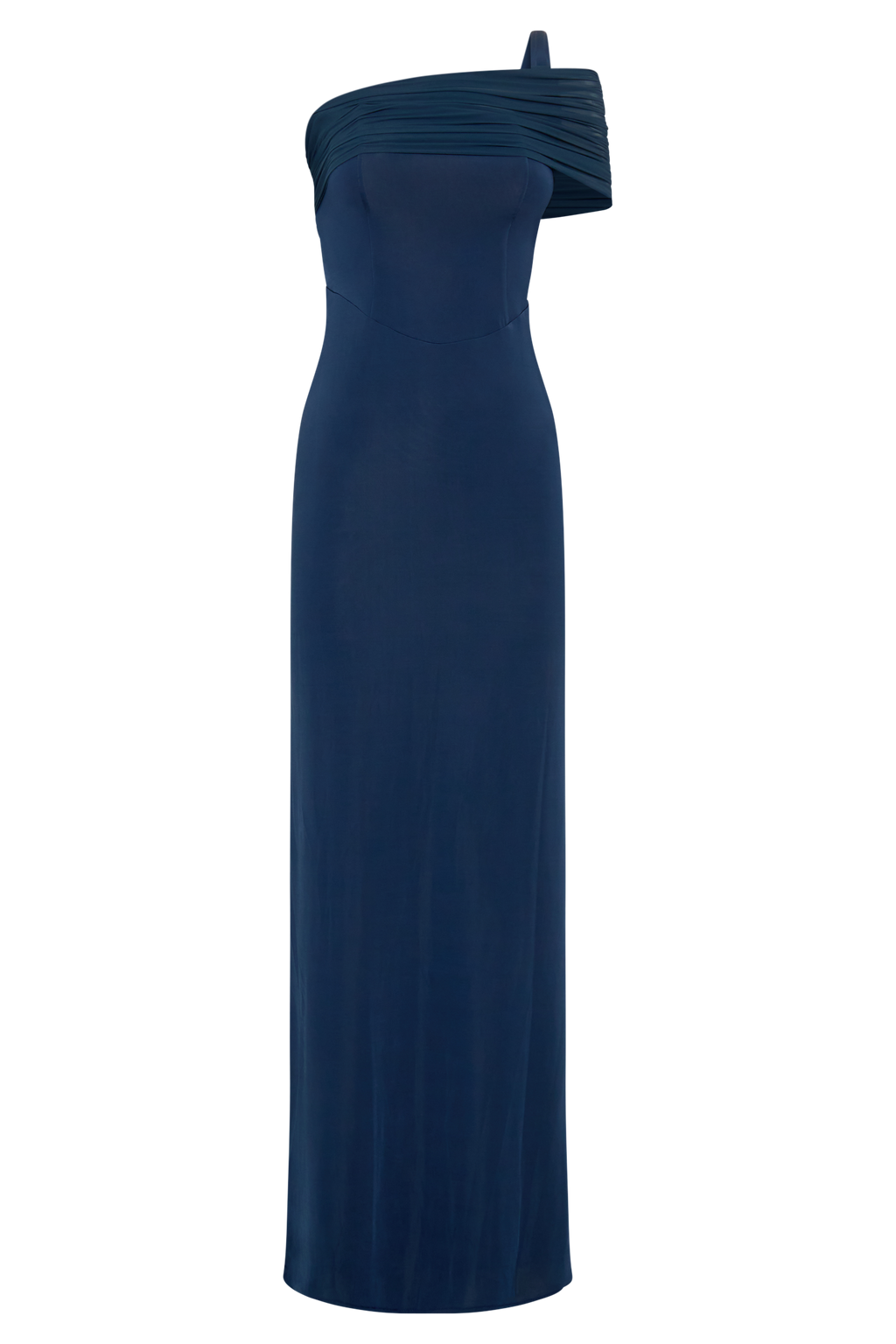 Hanh One Shoulder Mesh Maxi Dress in Ink Blue – Chic&Drifts