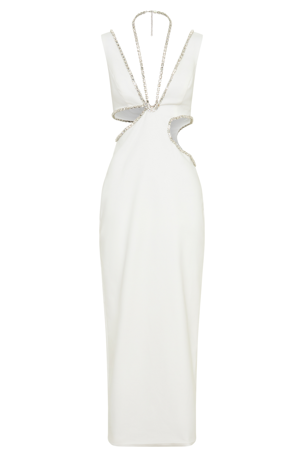 Henny Diamante Trim Cut Out Midi Dress in White – Chic&Drifts