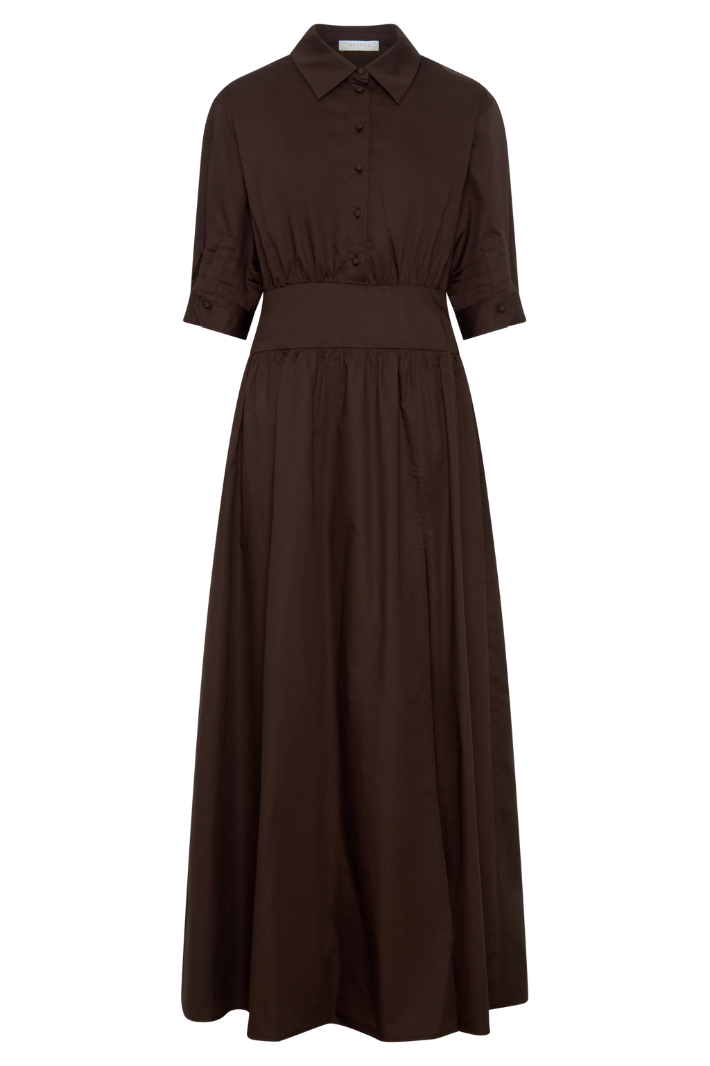 Isolde Long Sleeve Cotton Maxi Dress in Dark Chocolate – Chic&Drifts