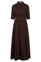 Isolde Long Sleeve Cotton Maxi Dress in Dark Chocolate – Chic&Drifts
