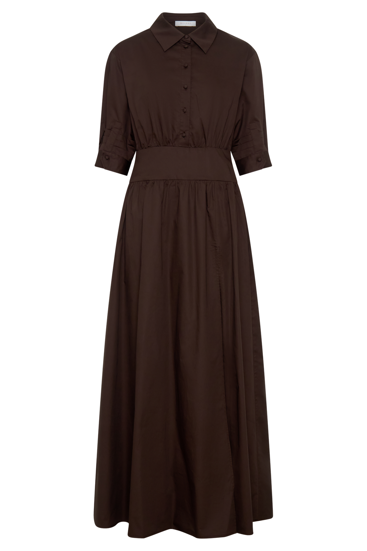 Isolde Long Sleeve Cotton Maxi Dress in Dark Chocolate – Chic&Drifts