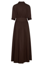 Isolde Long Sleeve Cotton Maxi Dress in Dark Chocolate – Chic&Drifts