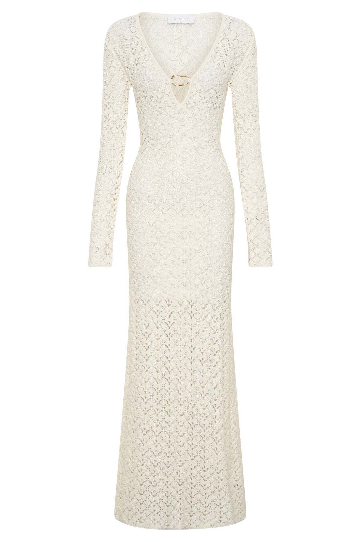 Jamaya Crochet Knit Maxi Dress in Ivory – Chic&Drifts